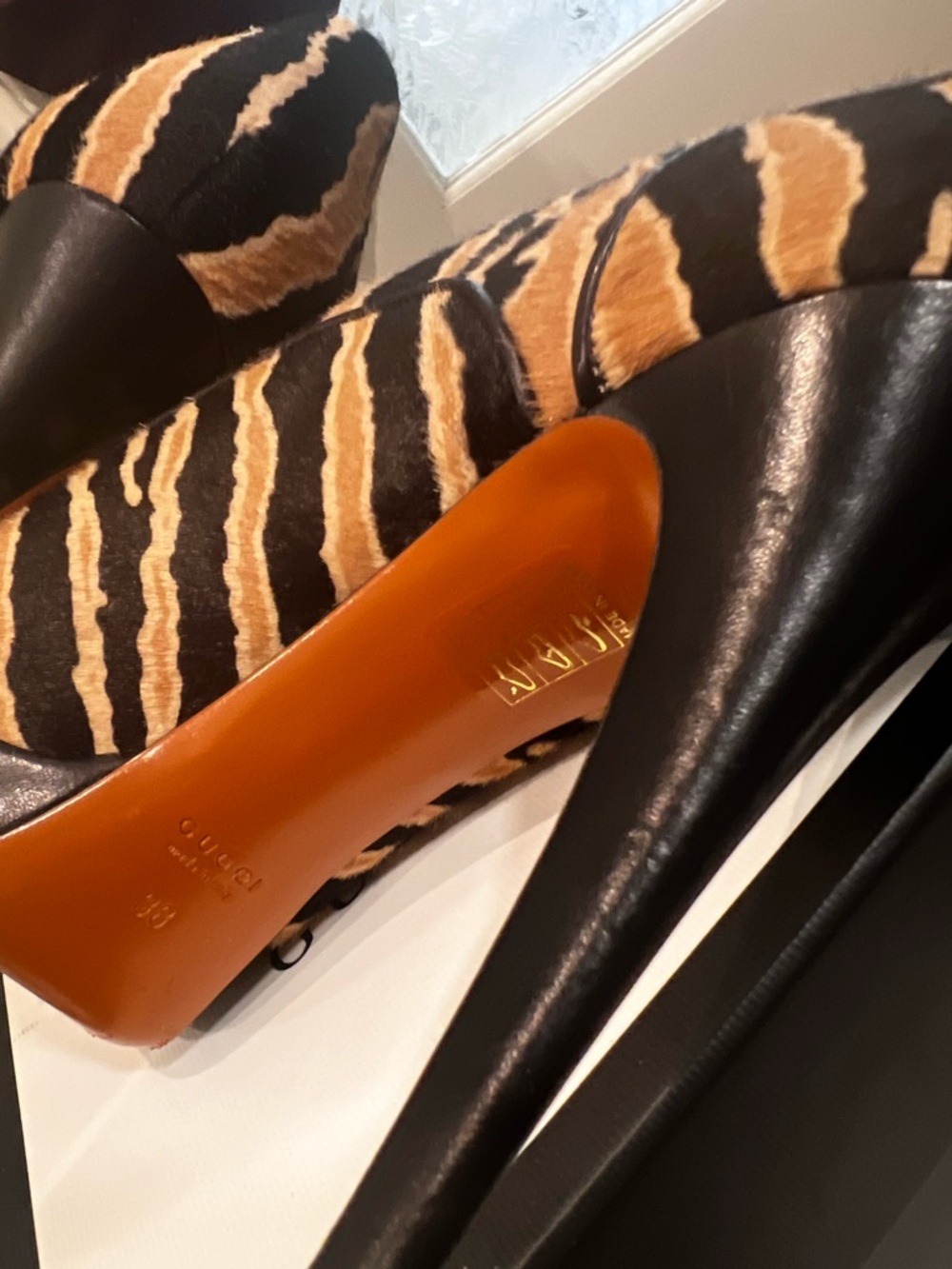 Gucci Black and Tan Zebra-Print Pumps